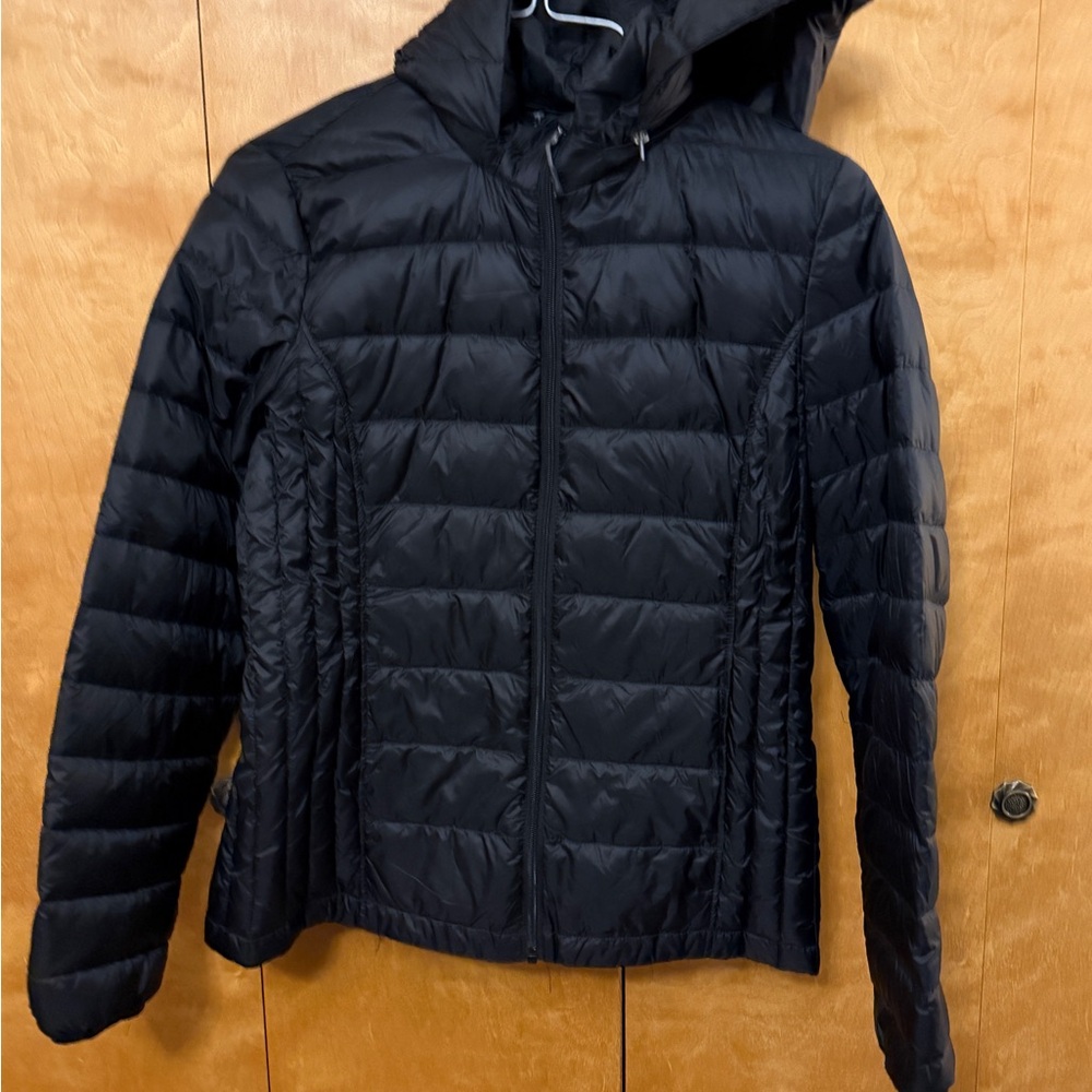 Heatkeep black packable down puffer jacket, size … - image 1